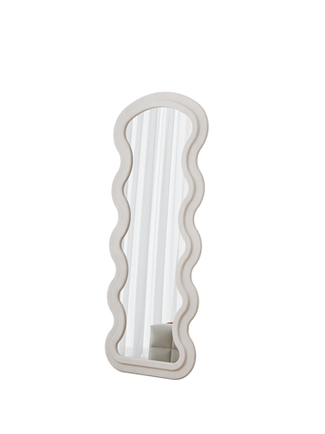 Cream White Mirror Cream White Metal Synthetic Wood Mirror