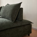 Modern Armless L Shaped Sectional Sofa Couch With Ottoman Modular Design, Durable Construction, Easy Care Upholstery For Living Room, Apartment, Office, Small Space Green Wood Medium Soft Chenille 4 Seat