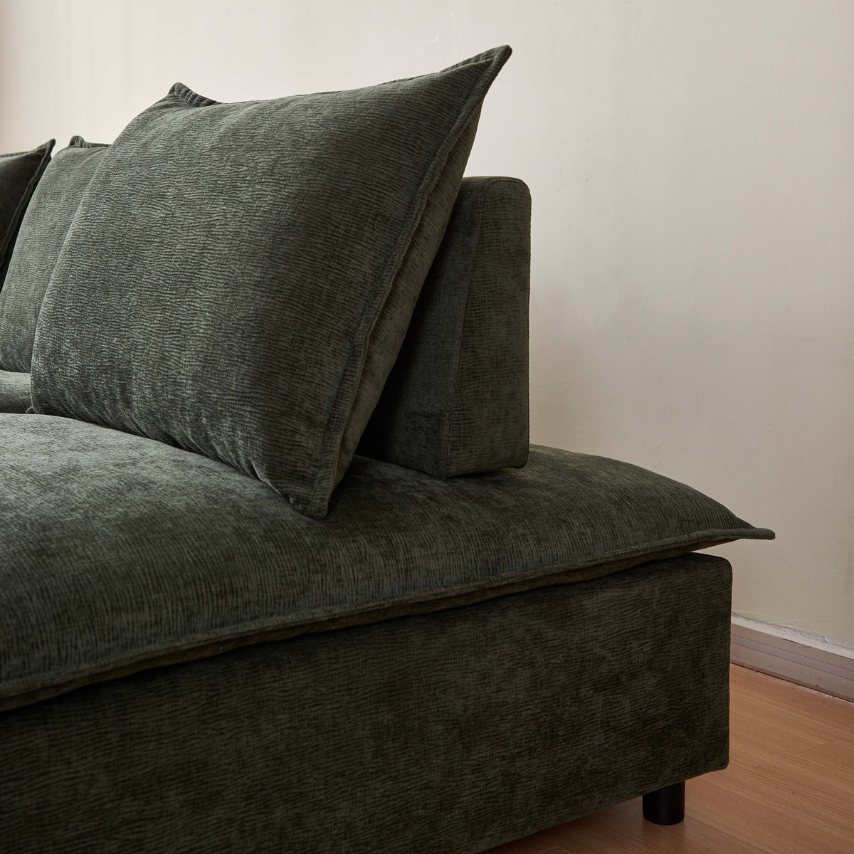 Mid Century Modern 3 Seater Sofa Couch For Living Room Modular Sectional Armless Sofa, Ultra Soft Chenille Fabric, Sturdy Frame, Comfortable And Stylish Furniture Green Foam Chenille 3 Seat