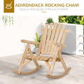 Outsunny Outdoor Wooden Rocking Chair, Single Person Rustic Adirondack Rocker With Slatted Seat, High Backrest, Armrests For Patio, Garden And Porch, Natural Natural Wood Wood