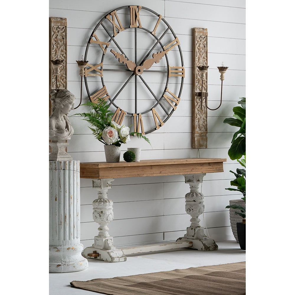 59X18X32" Alcott Buffet Table Brown Antique White Boho,European,Farmhouse,French Country,Rustic Solid Wood Mdf