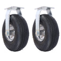 10In Caster Pneumatic Tire 2Pcs Rigid , Caster Wheel, Swivel Plate, Steel Hub With Ball Bearings, 5 8 Inch Bore Centered Axle Black Black Rubber