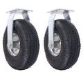 4Pcs 10In Caster Pneumatic Tire 2Pcs Swivel 2Pcs Rigid , Caster Wheel, Swivel Plate, Steel Hub With Ball Bearings, 5 8 Inch Bore Centered Axle Black Black Rubber