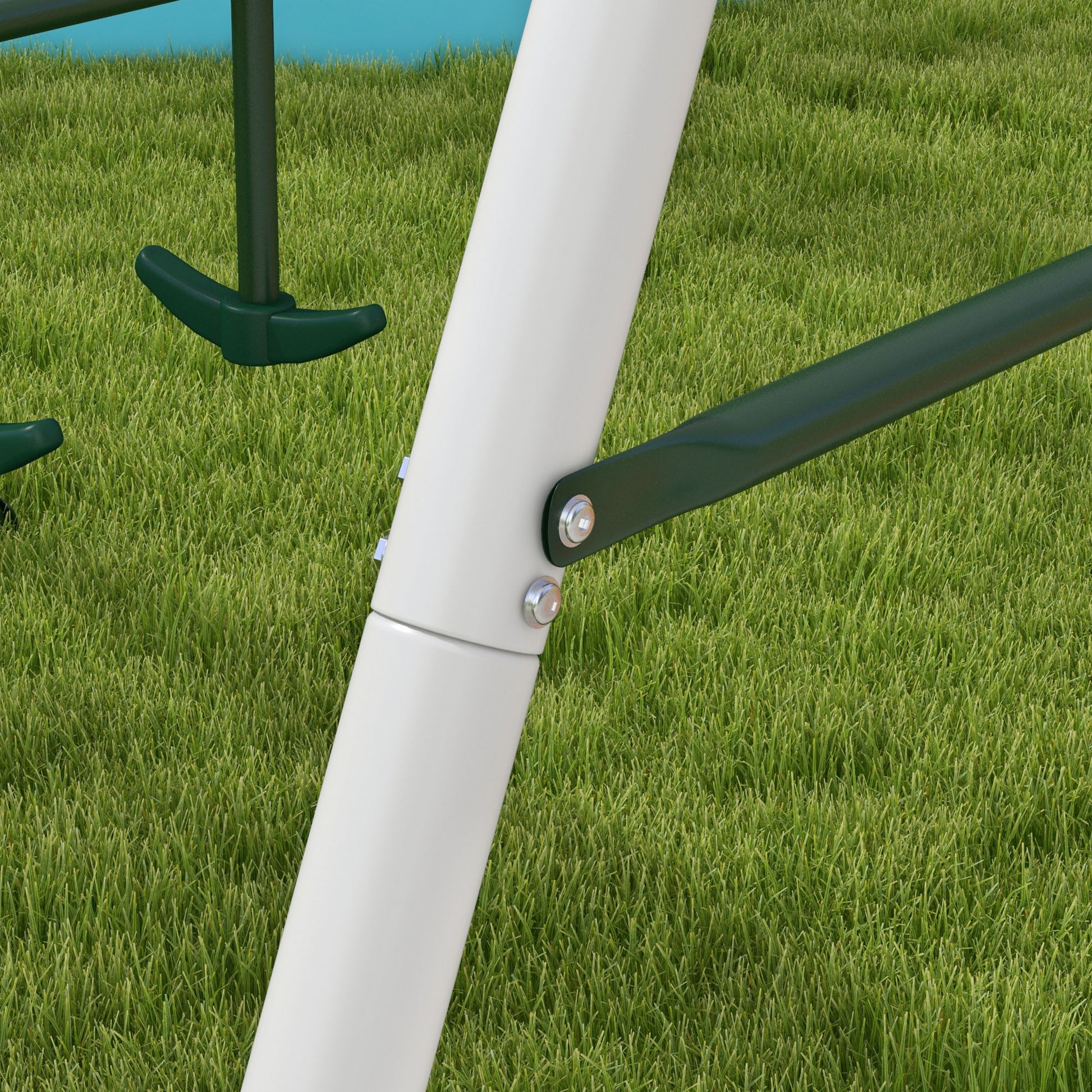 Outsunny 528 Lbs Swing Set For Backyard, 5 In 1 Heavy Duty A Frame Stand Outdoor Playset For Kids, With Saucer Swing, Slide, Swing Seats, Glider, Basketball Hoop, Climbing Steps And Net Green Steel