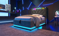 Twin Size Upholstered Bed, 360 Surround Led Function, Buttons Apps Remote Control, Hydraulic Storage Bed With Usb Type C Charging, Gray,Linen Without Mattress Twin Gray Linen