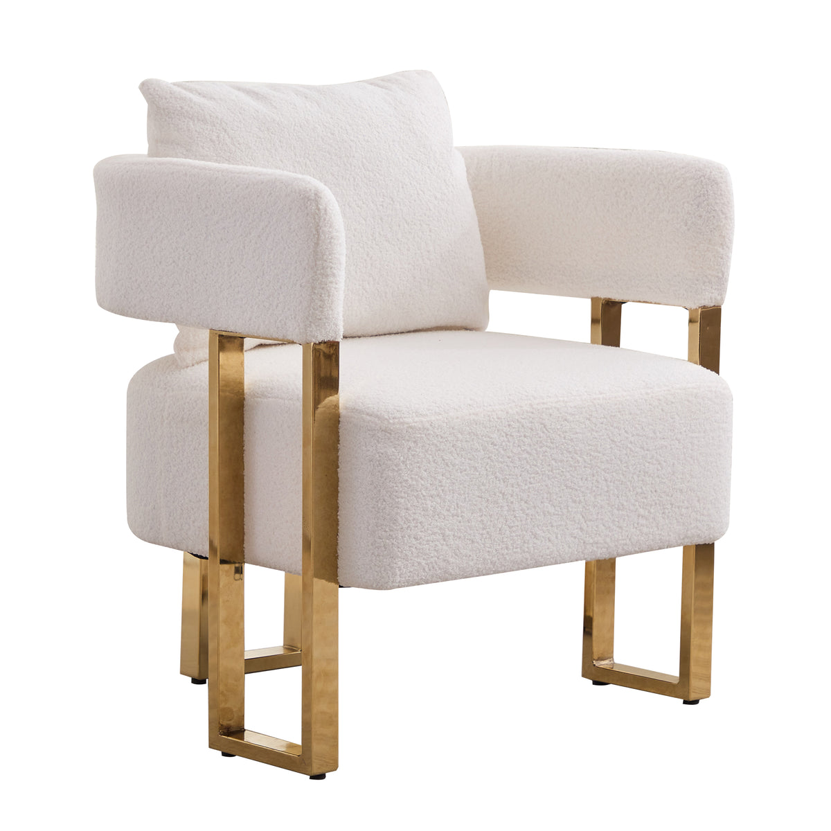Ts Teddy Velvet Upholstered Metal Foot Sofas White Gold Teddy 1 Seat