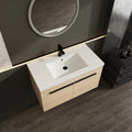 Oak 36 Inch Bathroom Vanity With Resin Countertop Sink, 2 Doors Bathroom Cabinet Set Oak Bathroom American Design Engineered Wood
