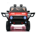 24V Two Seater Kids Ride On Truck Car W Parents Control,200W*2,Seat Width 20.28In,Four Wheel Suspension,Led Lights,Music,Mp3,Bluetooth,Two Independent Seat Belts,Suitable For Off Road For Kids Aged 3 Red 100 149 Lbs Polypropylene