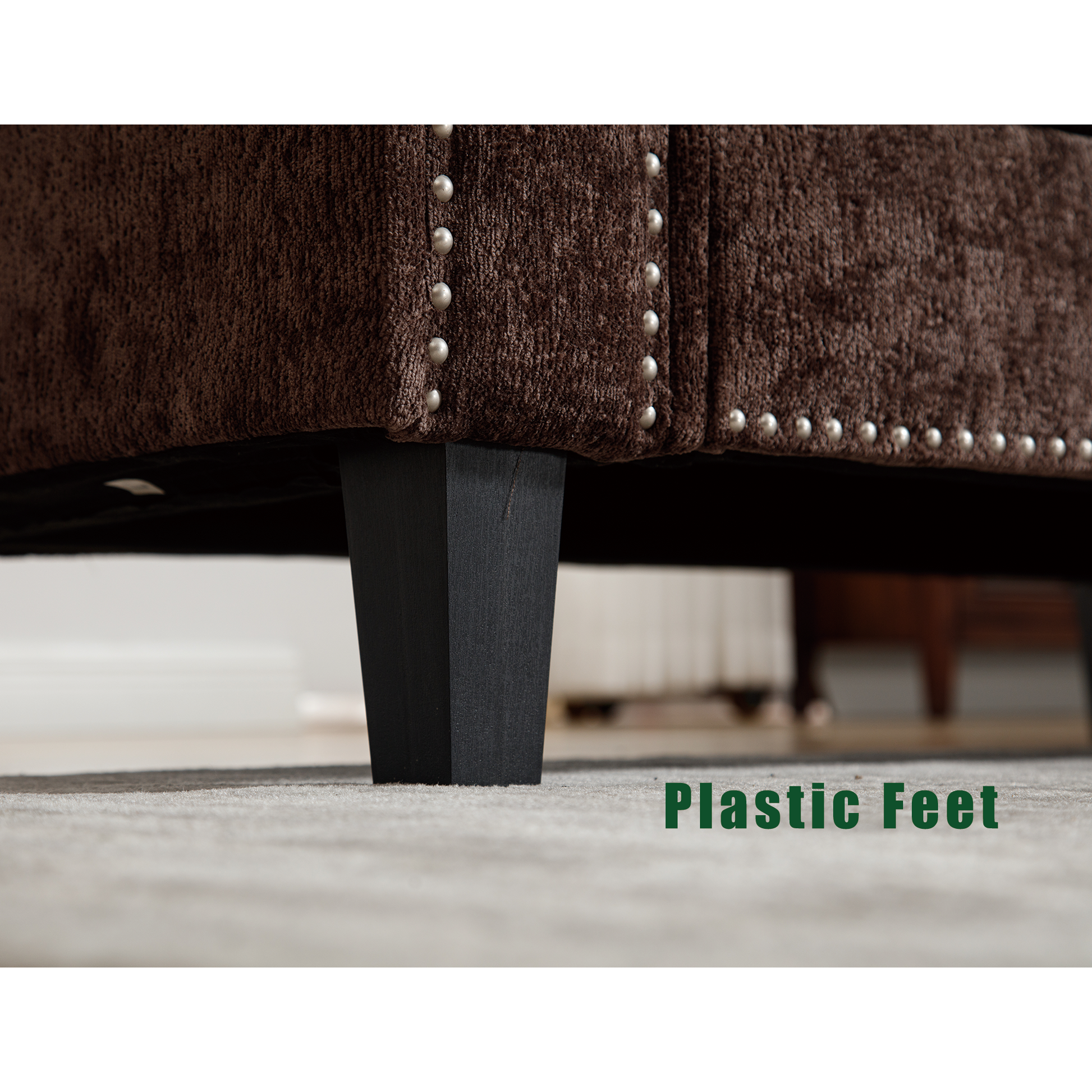 Arrived 5 Seat Modular Sofa,With Storage Ottoman, Convertible Sectional Sofa, L Shaped Couchreversible Chaise ,Riveted Sofa,Chenille, Brown Brown Polyester Wood Primary Living Space Medium Soft Cushion Back Modern Square Arms Foam Metal & Wood 5 Seat