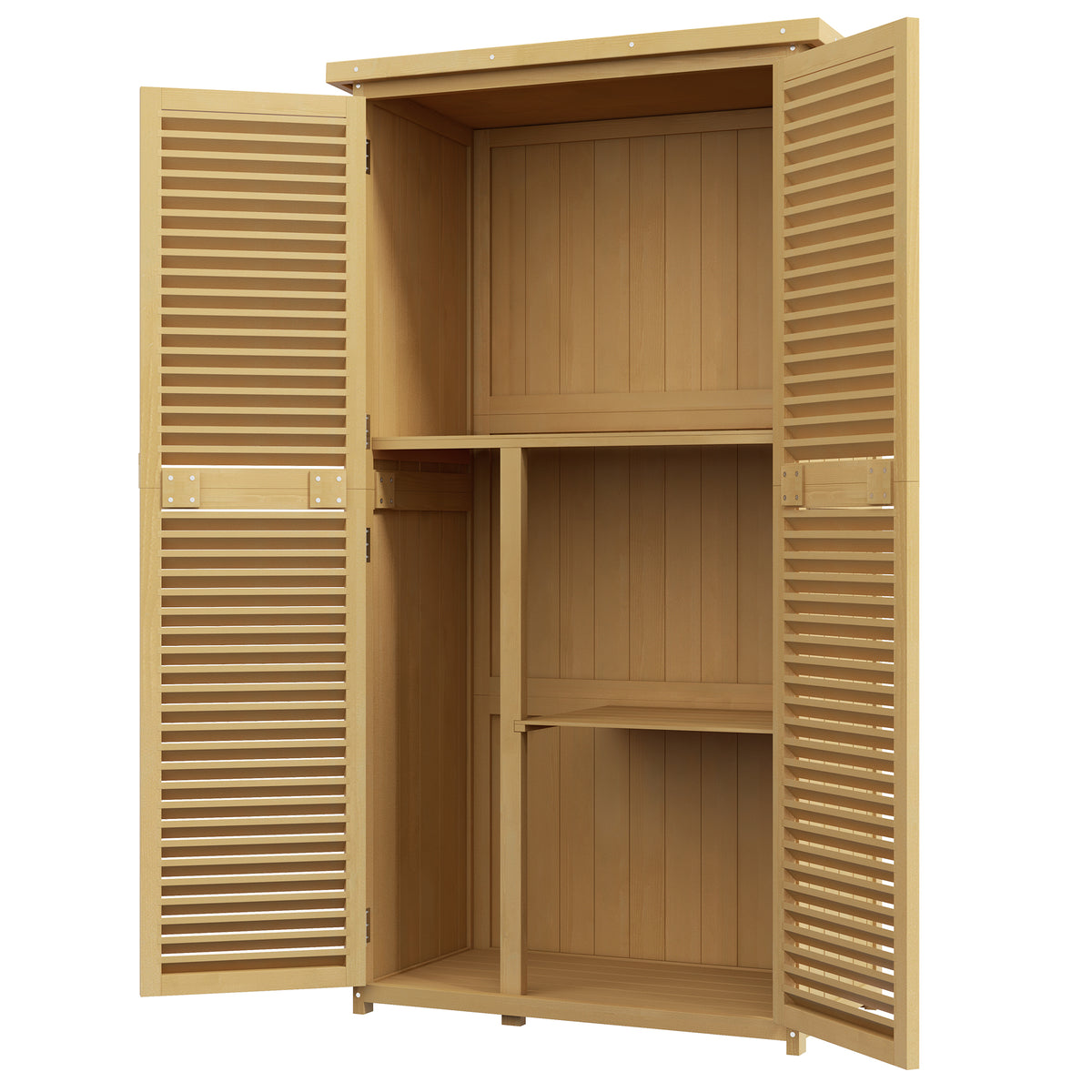Outsunny 5' X 3' Wooden Outdoor Storage Cabinet, Garden Sheds & Outdoor Storage With Asphalt Roof & 2 Large Wood Doors With Lock, Yellow Yellow Wood