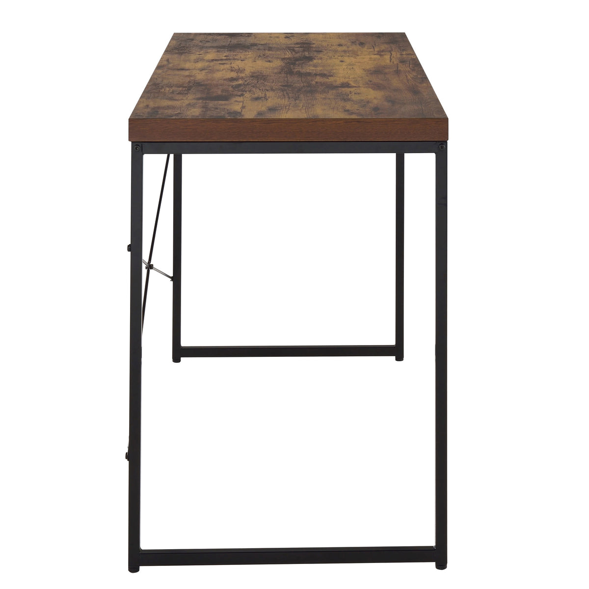 Weathered Oak And Black Writing Desk With Metal Sled Base Black Brown Wood Metal