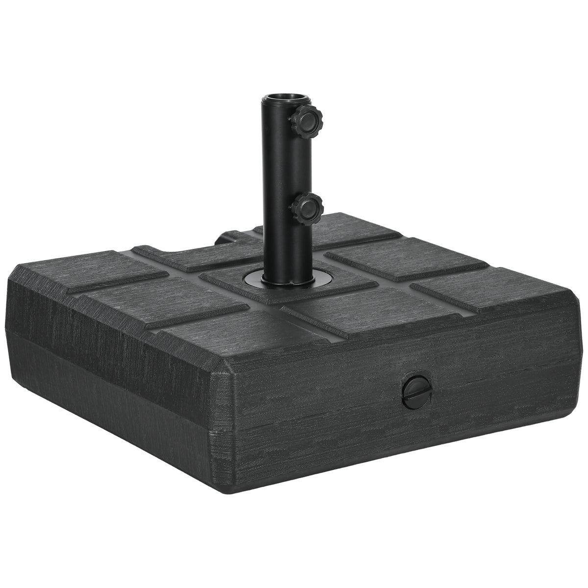 Outsunny 88 Lbs. Fillable Umbrella Base With Steel Umbrella Holder For 1.25", 1.5" Or 2" Umbrella Poles, Square & Reversible Heavy Duty Market Umbrella Stand, Black Black Hdpe