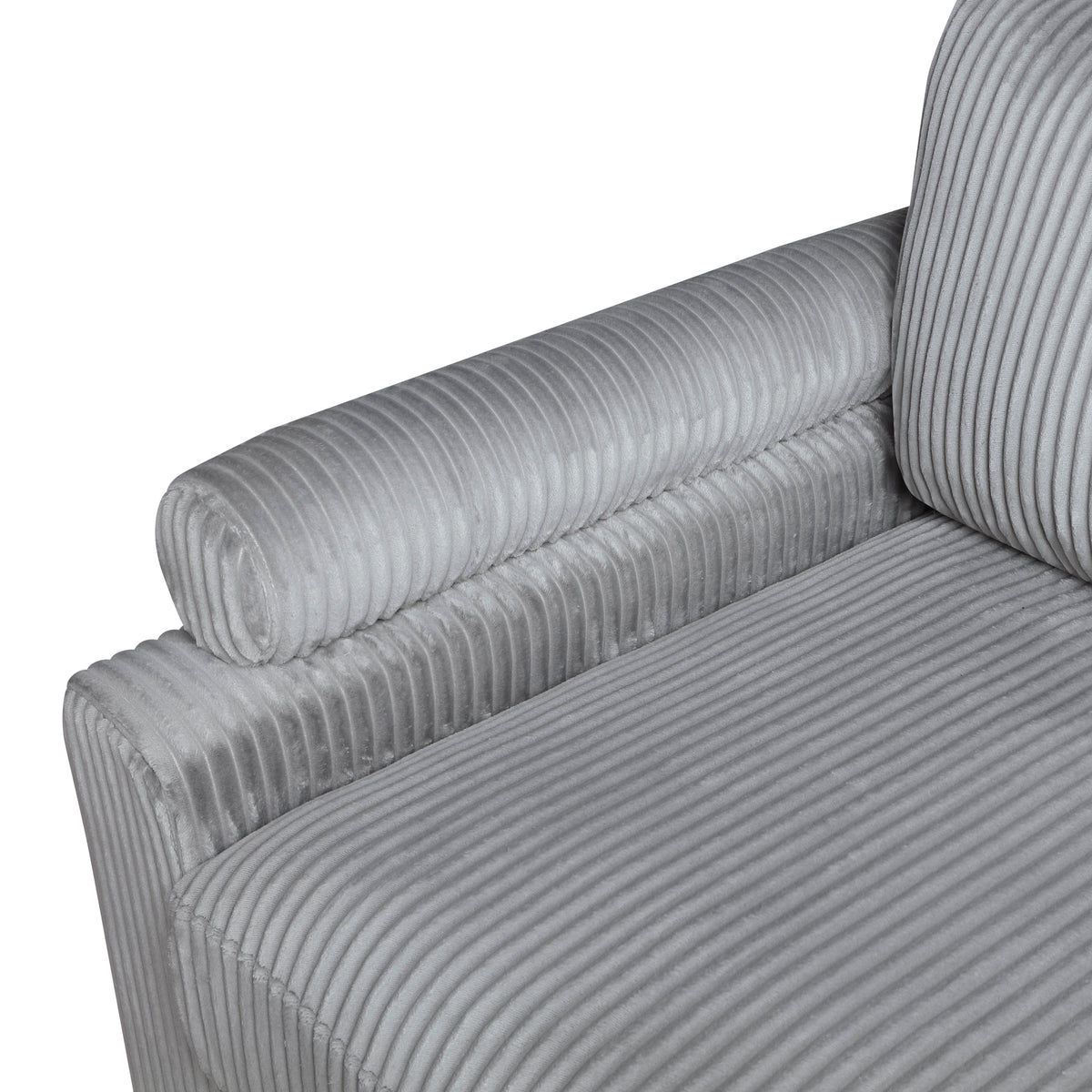 Living Room Furniture Corner Chair Gray Corduroy Upholstery 1Pc Corner Wedge Soft Cushion Solid Wood Legs Gray Primary Living Space Contemporary,Modern Plywood,Solid Wood