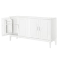 4 Door Sideboard Storage Cabinet With Door Shelf For Living Room And Dining Room, Two Large Cabinets With Adjustable Shelf, White White Rubberwood Solid Wood Mdf