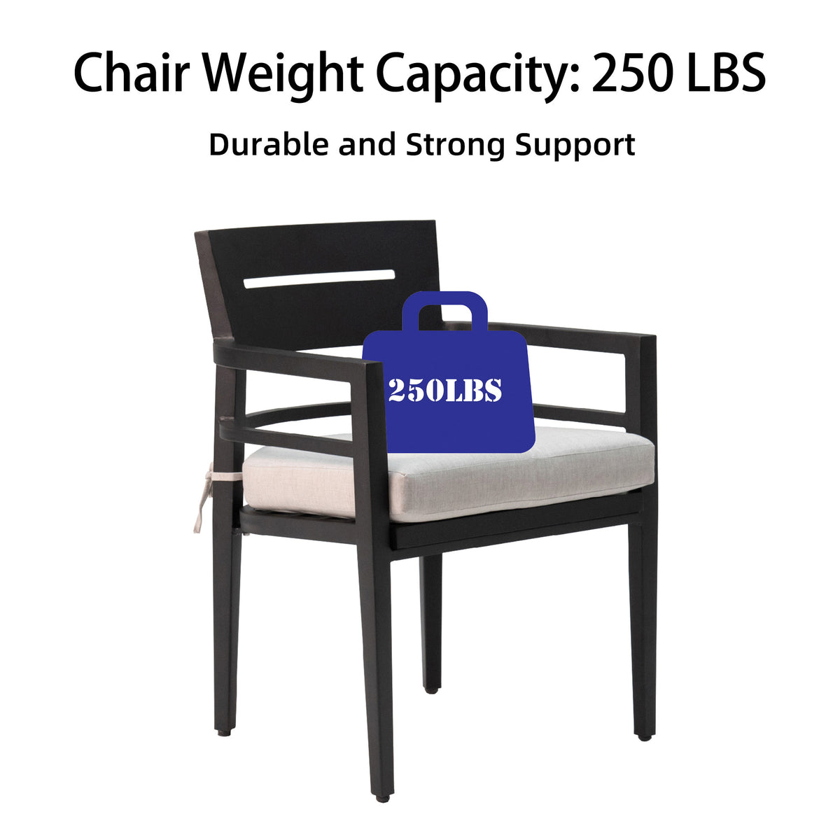 Outdoor Patio K D Aluminum Stationary Dining Chairs 4Pcs With Outdoor Grade Sunbrella Fabric Cushions, Tapered Feet, Ember Black Yes Dining Set Ember Black Weather Resistant Frame Fade Resistant Cushion Garden & Outdoor Contemporary Polyester Aluminum