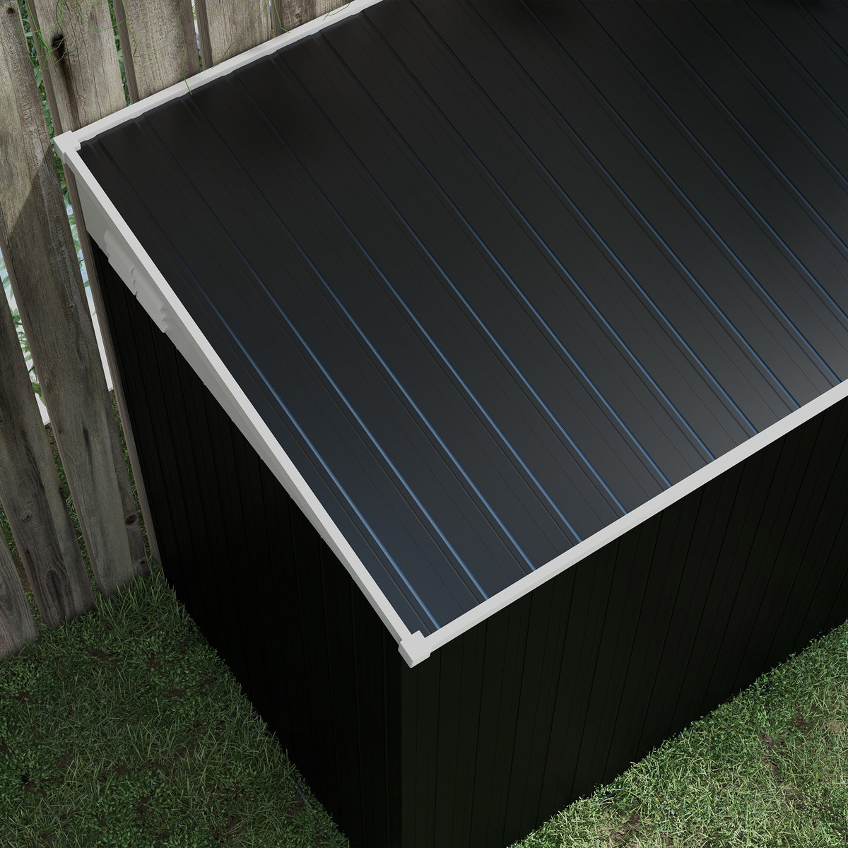 Outsunny 4' X 8' Metal Outdoor Storage Shed, Lean To Storage Shed, Garden Tool Storage House With Lockable Door And 2 Air Vents For Backyard, Patio, Lawn, Dark Gray Gray Steel