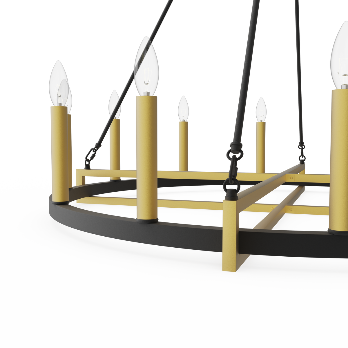 12 Light Living Room Steel Dimmable Candle Style Wagon Wheel Chandelier Ul Certified Antique Brass Black Ceiling Lights Steel Metal