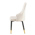 Beige Dining Chairs Set Of 4 Living Room Chair Modern Kitchen Armless Side Chair Metal Plaid Beige Dining Room Powder Coated Foam Dry Clean Modern Dining Chairs Solid Back Foam Velvet