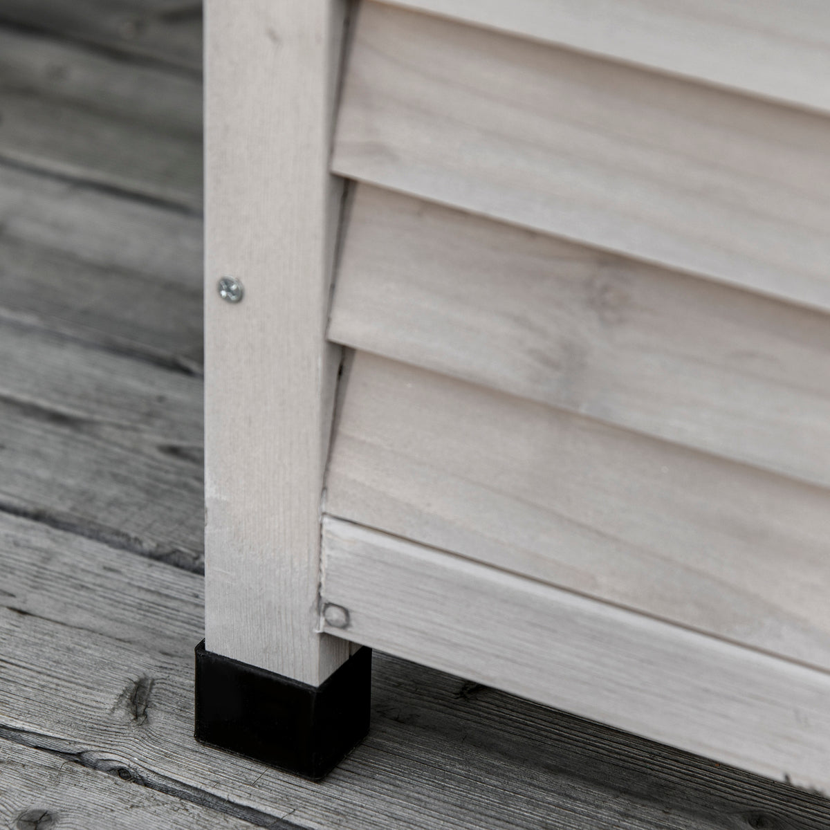 Outsunny 75 Gallon Wooden Deck Box, Outdoor Storage Container With Aerating Gap & Weather Fighting Finish, Grey Grey Wood