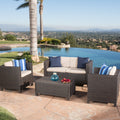 Puerta 4Pc Set Dark Brown Rattan Fabric