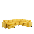 Modern U Shaped 6 Seat Sectional Sofa Couch With One Ottoman And Three Toss Pillows ,Modular Sofa For Living Room,Corduroy Sofa Yellow Corduroy 7 Seat