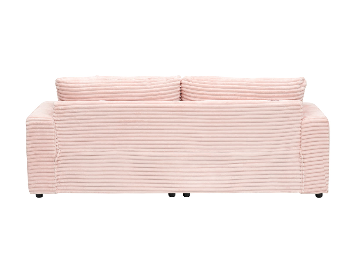 79.3Nch Corduroy Sofa With 4 Matching Toss Pillows Sleek Design Spacious And Comfortable 3 Seater Couch For Modern Living Room,Pink Pink Corduroy 3 Seat