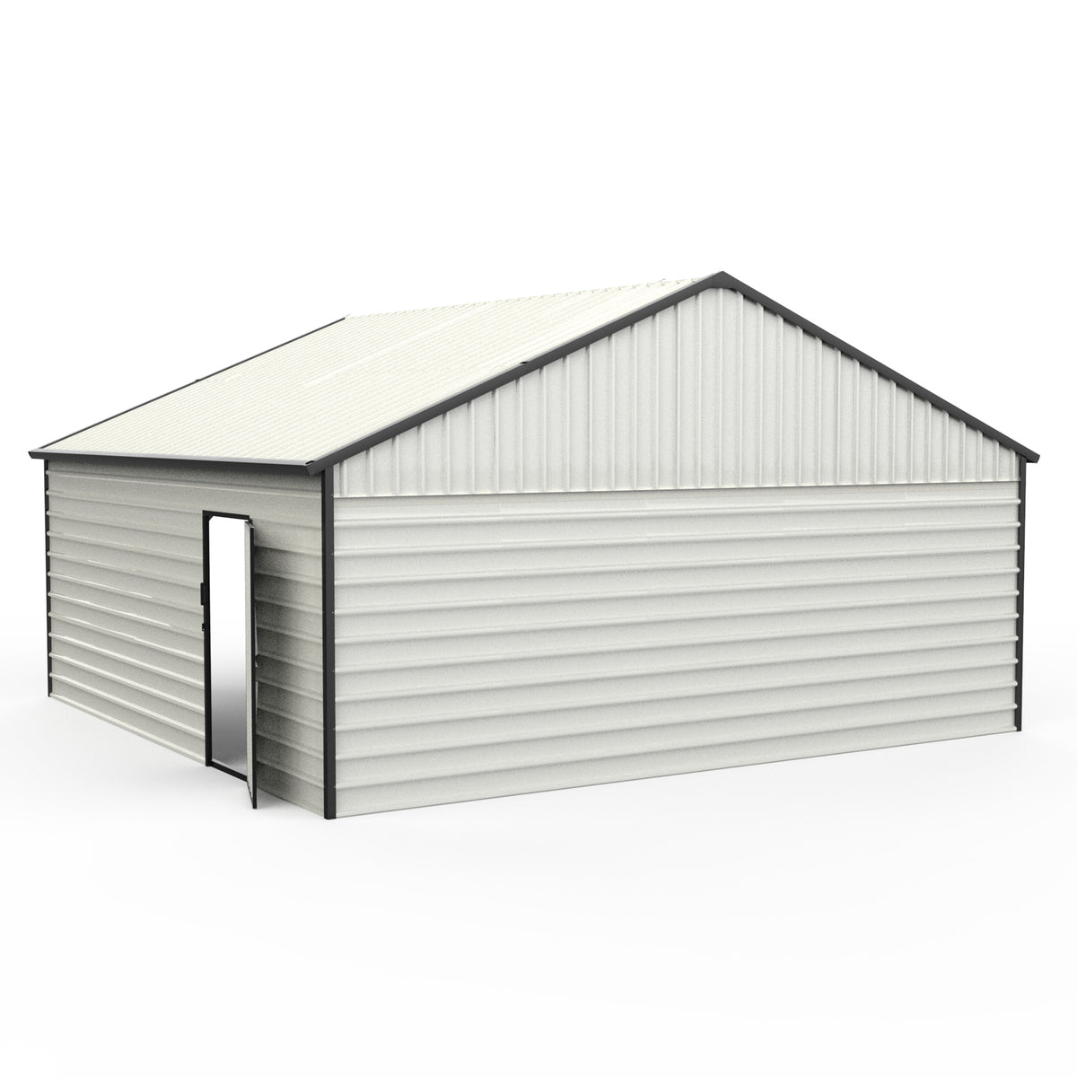 23Ft X 22Ft Double Garage Metal Shed With Side Entry Door White Garden & Outdoor Metal