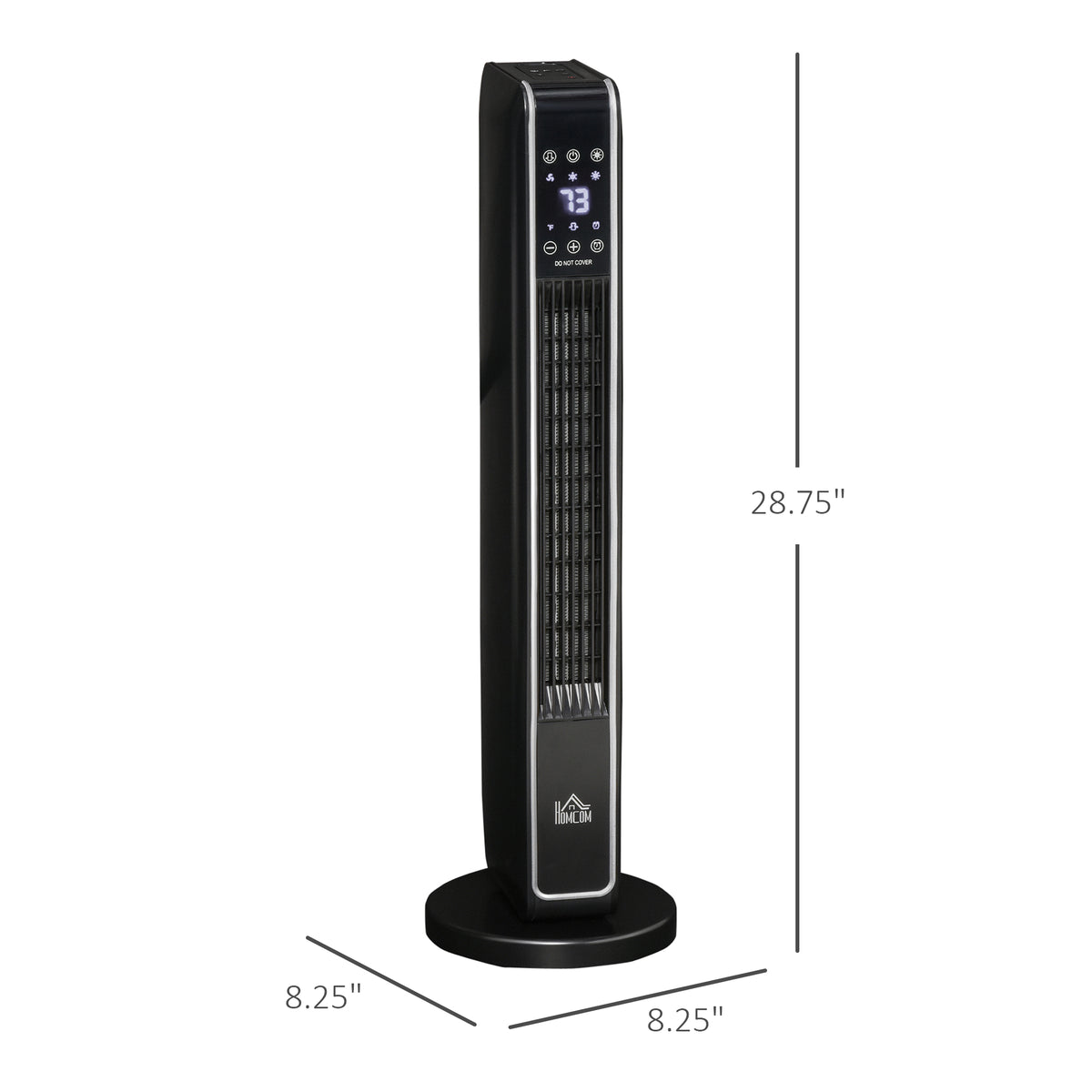 Homcom 2 In 1 Portable Electric Tower Heater, Oscillating Space Heater For Indoor Use With Remote Control, 8H Timer, Three Heating Modes High, Low, Fan , 750W 1500W, Black Black Plastic