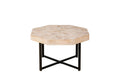 Wood Octagonal Vintage Patchwork Craft Farmhouse 30 Inch Wooden Table Top Cross Metal Legs Coffee Table For Living Room Antique Wood Oak Natural Wood Antique White Primary Living Space Antique Floor Mount Open Storage Coffee & End Tables Mdf Mdf