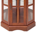 Corner Curio Cabinet With 5 Shelves And Lighting System, Walnut E26 Light Bulb Not Included Walnut Mdf