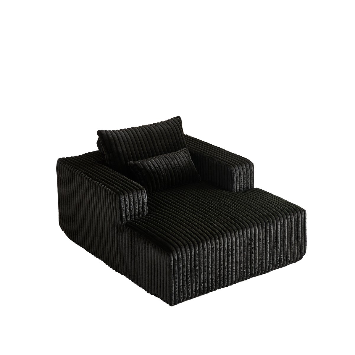 62.5 Inch Corduroy Sponge Sofa Lounge Chair,No Assembly Required,Fluffy Modern Sleeper Chair For Indoor Living Room Bedroom Black Foam Corduroy 1 Seat