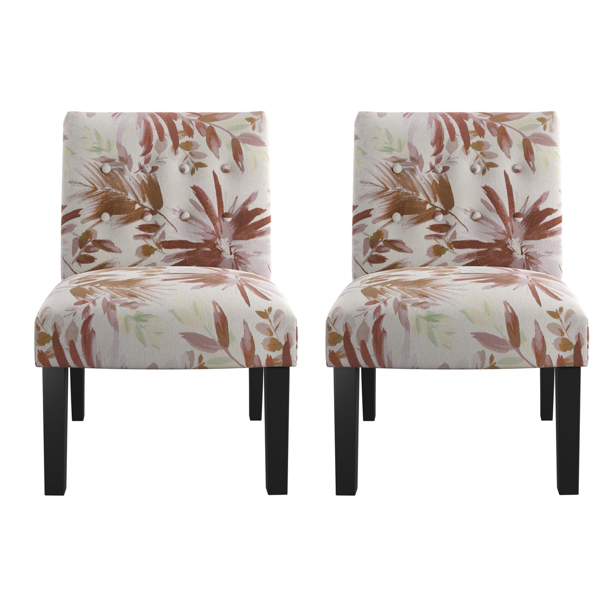 Verma Red Floral Accent Chair Red Foam Engineered Wood