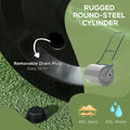 Outsunny 20 Inch Push Tow Behind Lawn Roller Filled With 16 Gal Water Or Sand, Perfect For Flattening Sod In The Garden Black Metal