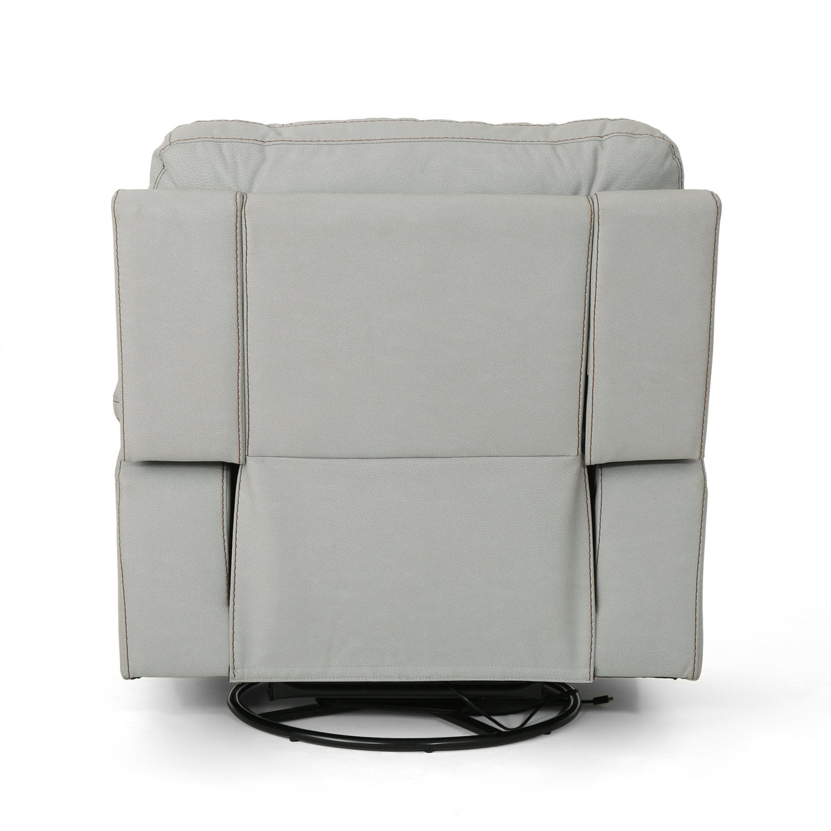 39.5" Wide Faux Leather Power Swivel Standard Recliner Light Grey Pu