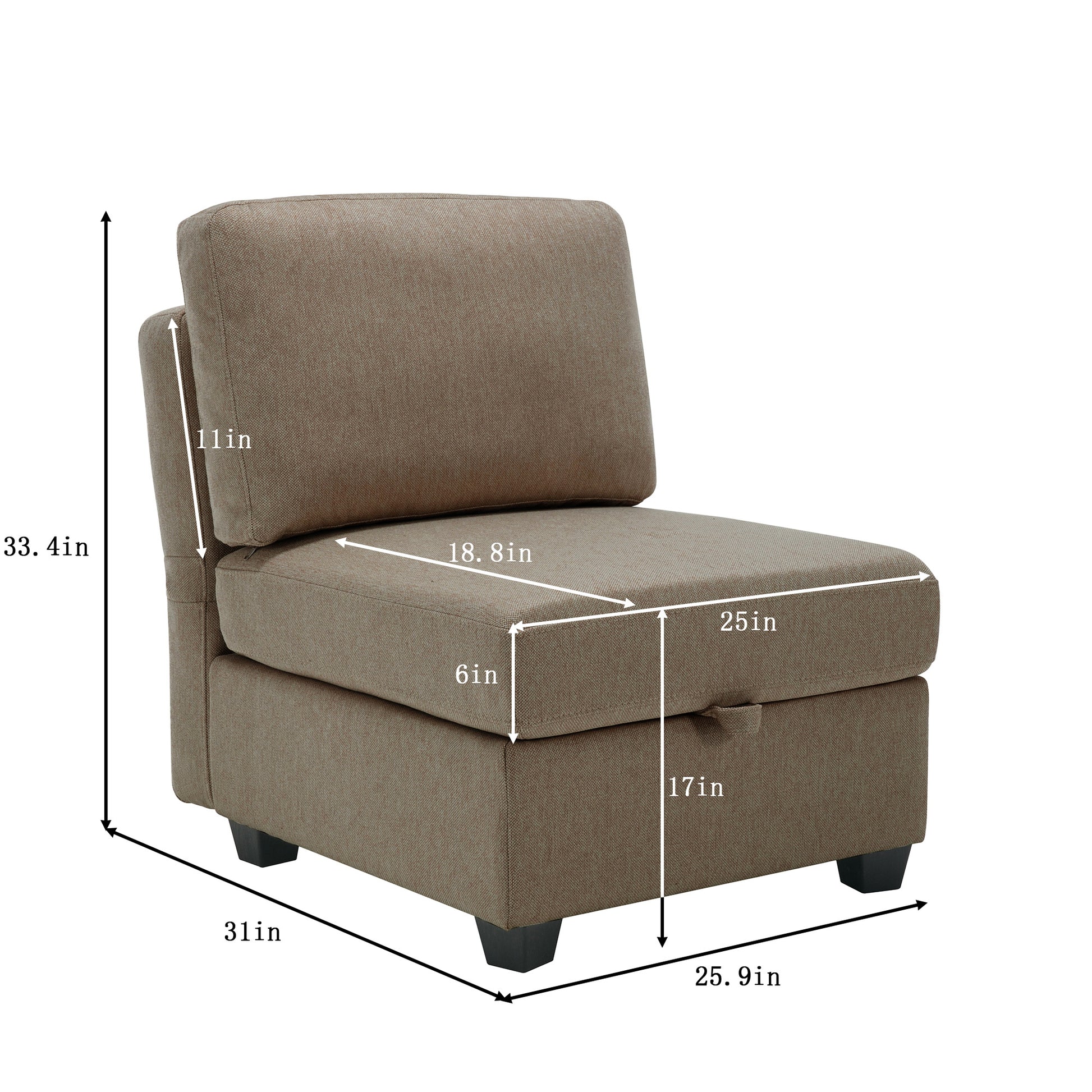 Fabric Modern Modular Sofa Couch With Storage Seats Modular Sectional Sofa 4 Seater Modular Couch For Living Room Brown Brown Polyester 4 Seat