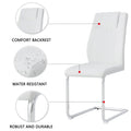 Table And Chair Set.Modern Rectangular Glass Dining Table With A Tempered Glass Tabletop And Silver Metal Legs, Paired With Multiple Chairs Designed With Pu Cushions And Silver Metal Legs. Silver White Seats 8 Tempered Glass