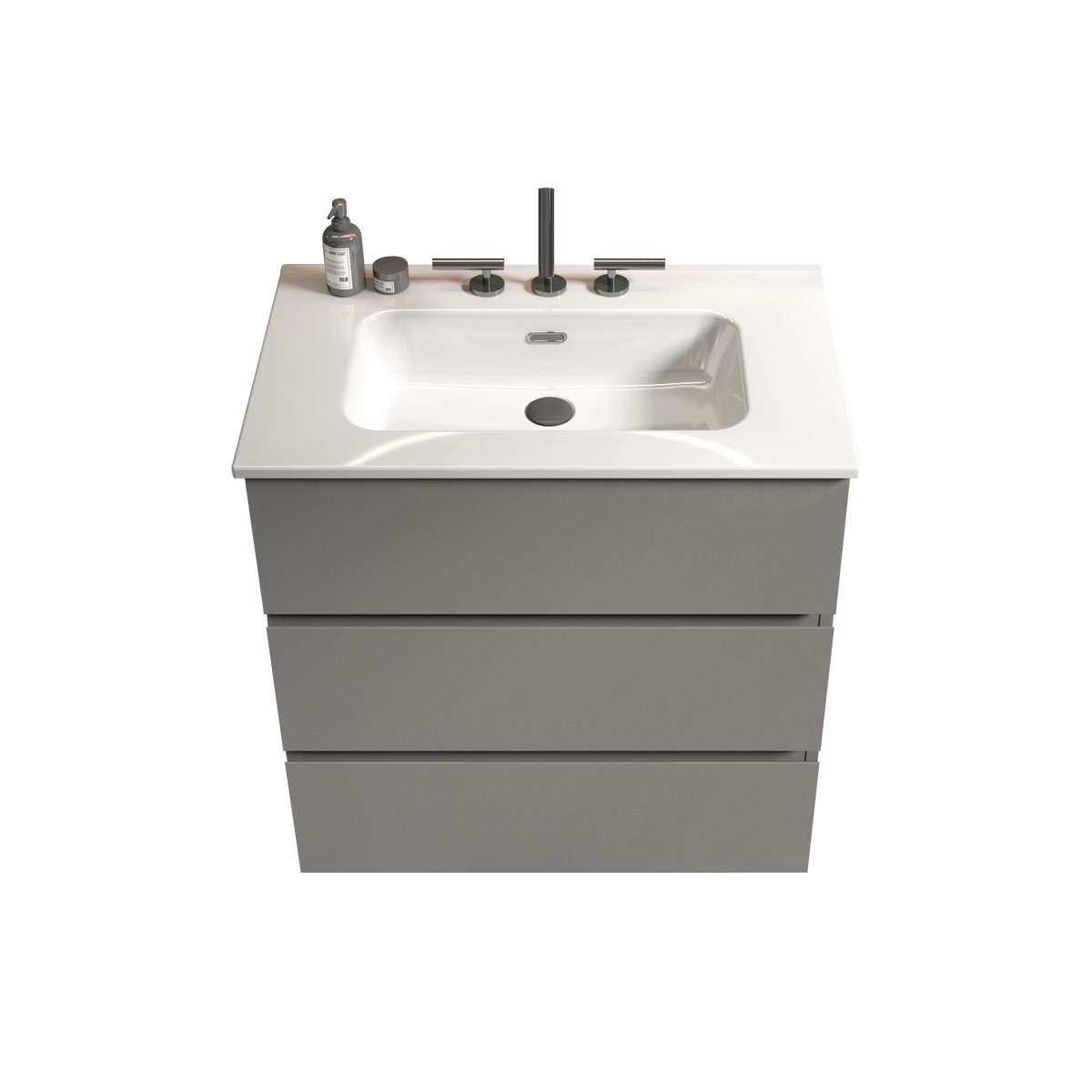 Tia 30" Gray Bathroom Vanity With Sink With 3 Faucet Holes, Large Storage Freestanding Bathroom Vanity For Modern Bathroom, One Piece White Sink Basin Without Drain And Faucet, Pre Assembledt Gray