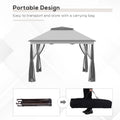 Outsunny 11' X 11' Pop Up Canopy, Outdoor Patio Gazebo Shelter With Removable Zipper Netting, Instant Event Tent W 114 Square Feet Of Shade And Carry Bag For Backyard, Garden, Light Gray Light Grey Metal