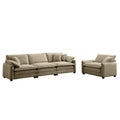 Mid Century Modern Sofa Set Of Two, One 3 Seater Sofa And One Single Seat Sofa With 2 Arm Pillows And 4 Throw Pillows,2 Pieces Sofa Set For Living Room,Tan Corduroy Fabric Tan Corduroy 4 Seat