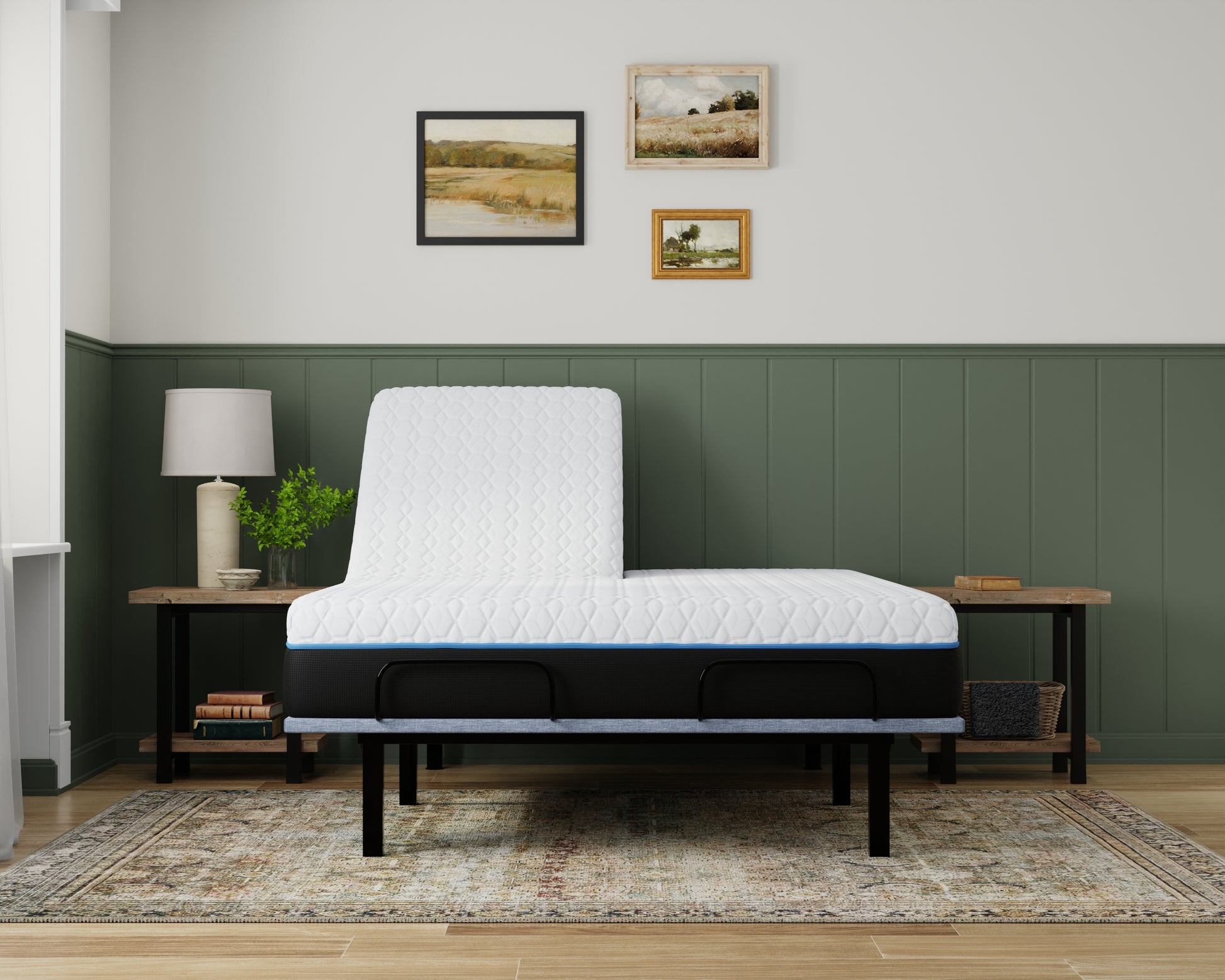 Copper Lux 12" Split Top King Soft Memory Foam Mattress With Phase Change Cooling Fabric White Gray Foam Split Top King