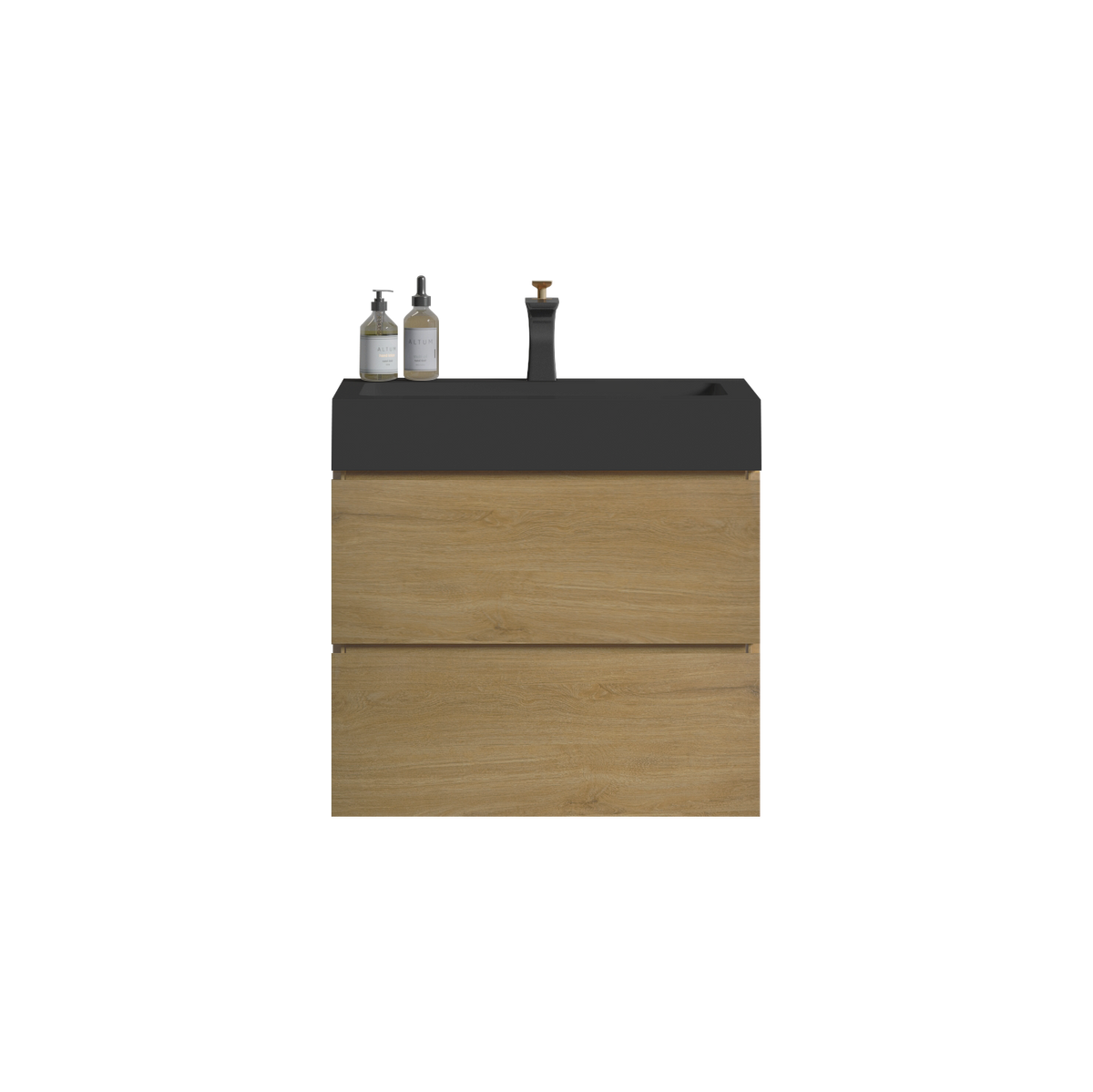 U090 Alice24W 106 Alice 24" Natural Oak Bathroom Vanity With Sink, Large Storage Wall Mounted Floating Bathroom Vanity For Modern Bathroom, One Piece Black Sink Basin Without Drain, Pre Assembled Light Oak Bathroom Modern Mdf Melamine
