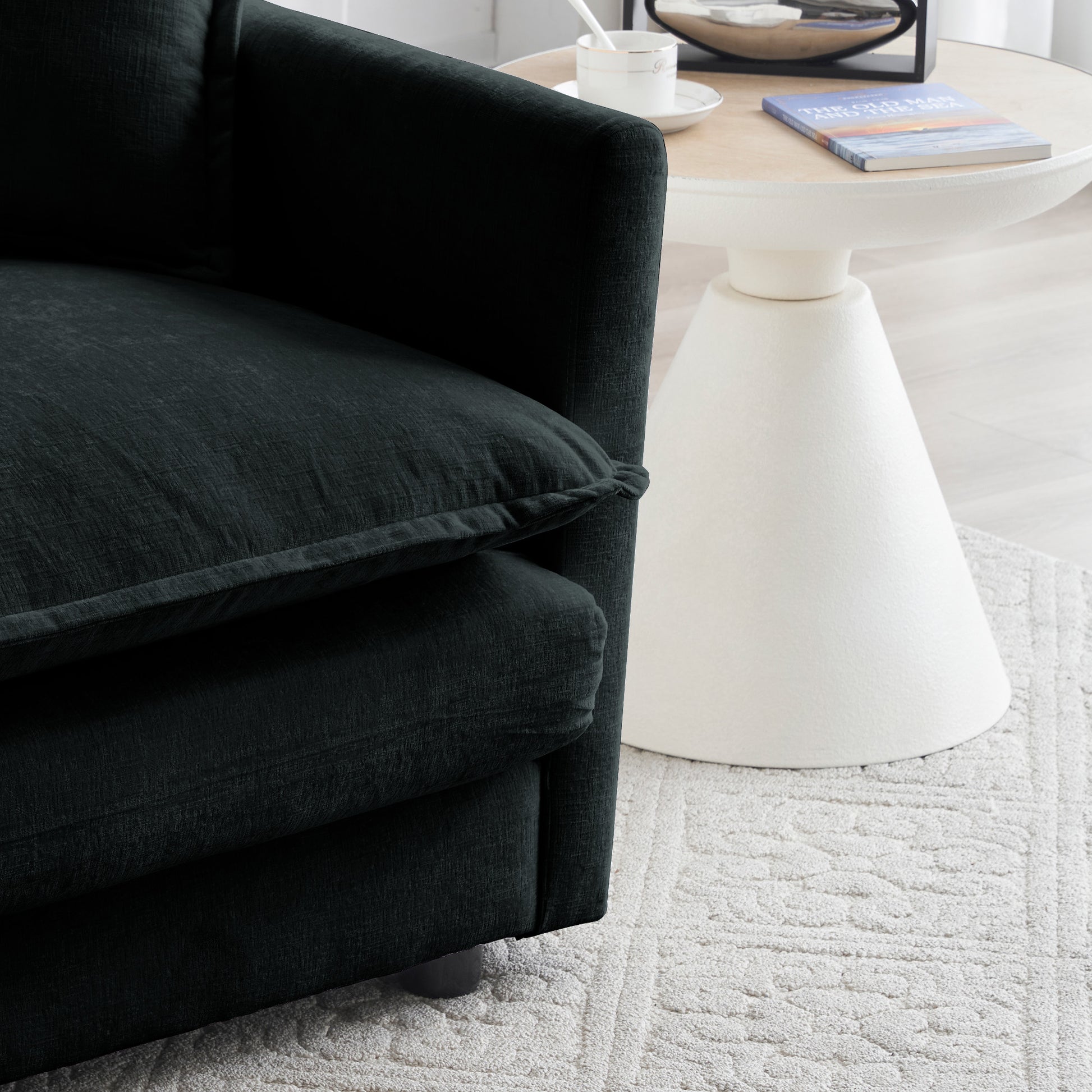 Comfort U Shaped Couch With Reversible Chaise, Modular Large U Shape Sectional Sofa, Double Extra Ottomans,Black Chenille Black Chenille 4 Seat