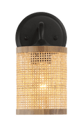 Reef Single Lights Wall Sconce With Natural Rattan Shade Rustic Wicker Wall Light Black,Rattan Metal,Rattan