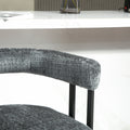 Coolmore Bar Stools Set Of 2, Modern Bar Stool With Back, Black Metal Frames, Upholstered Bar Stools For Kitchen Island, Pub, Club Gray Chenille Gray Dining Room Foam Chenille