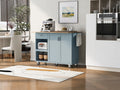 K&K Kitchen Island With Foldable Counter Top, Kitchen Storage Cart With Slide Out Shelf, Towel Rack And Drawer, Rolling Kitchen Cart On Wheels, For Kitchen, Living Room, Dining Room, Grey Blue Grey Blue Brown Kitchen Classic,Farmhouse,Luxury,Modern