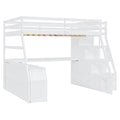 Full Size Loft Bed With 7 Drawers 2 Shelves And Desk White Full White Plywood