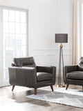 Mid Century Leather Chair Charcoal Grey Leather