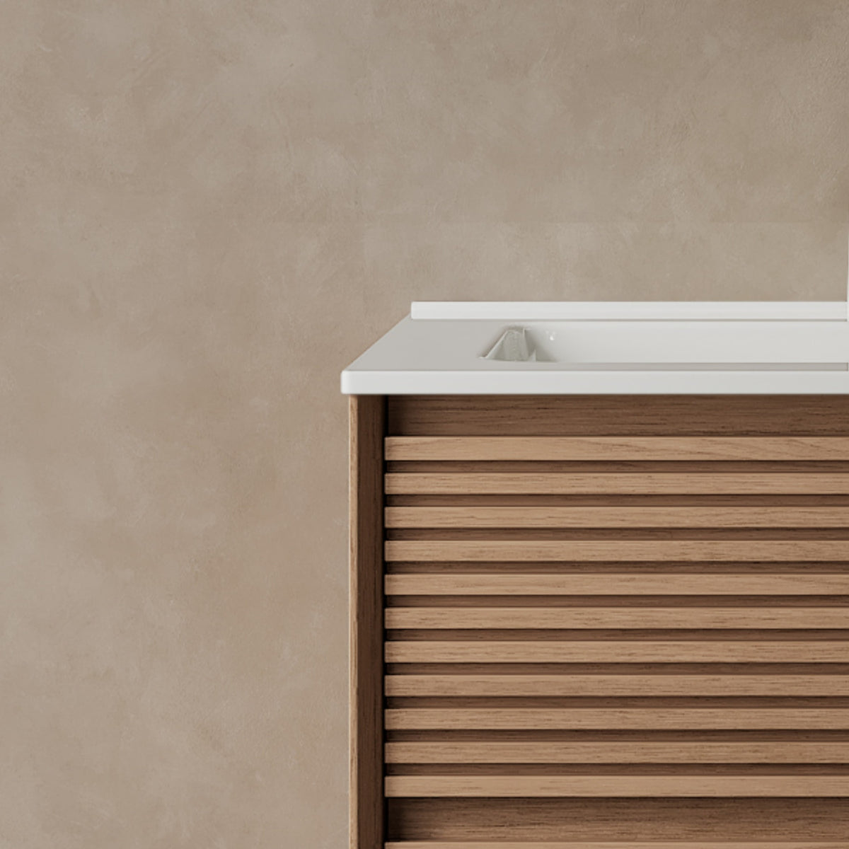 Bron 24" Bathroom Vanity With Sink, Modern Wall Mounted Floating Plywood Bathroom Storage Cabinet With 2 Drawers, White Ceramic Basin With Sink Hole Cover And Drain, Pre Assembled, Natural Walnut White Walnut Bathroom Modern Plywood Ceramic
