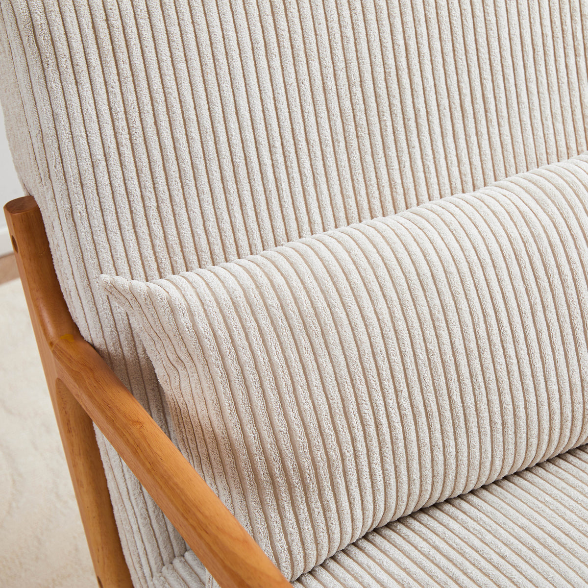 Mid Century Modern Accent Chair, Arm Chair Living Room Chairs With Pillow Upholstered Reading Chair With Solid Wood Frame & Living Room Bedroom Balcony Beige Beige Brown Primary Living Space