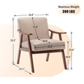 Mid Century Modern Chair, Living Room Chair With Solid Wood Frame, Accent Chair Extra Thick Backrest, Wingback Chair For Bedroom, Reading Room, Living Room, Lounge Chair Indoor Light Camel Primary Living Space Mid Century Modern Foam Fabric